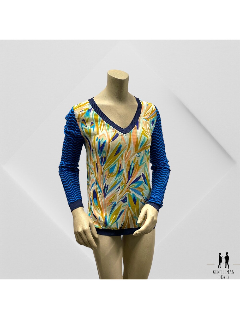 Missoni for Target Zig Zag Blue Multi-Color Flower Print Top Sweater Size M Medi